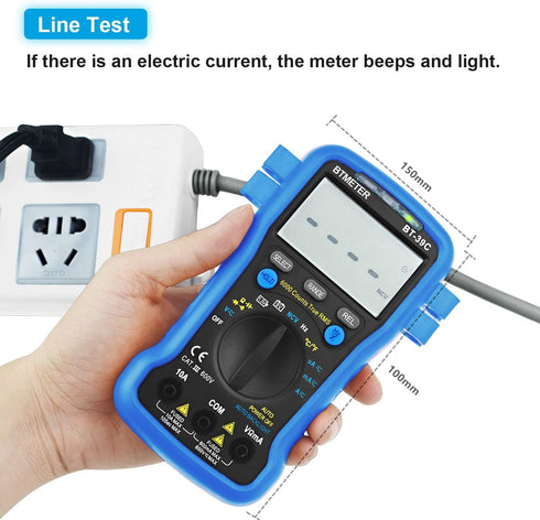 BTMETER BT-39C True RMS Multimeter, Auto Range Digital Avometer 6000 Counts Accurate Measures AC/DC Amps, Volts, Ohms, Capacitance,Frequency with ...