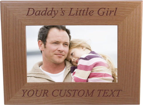 Daddy's Little Girl Custom 4x6 Inch Wood Picture Frame - Add Your Custom Text - Great Gift for Father's Day Birthday...