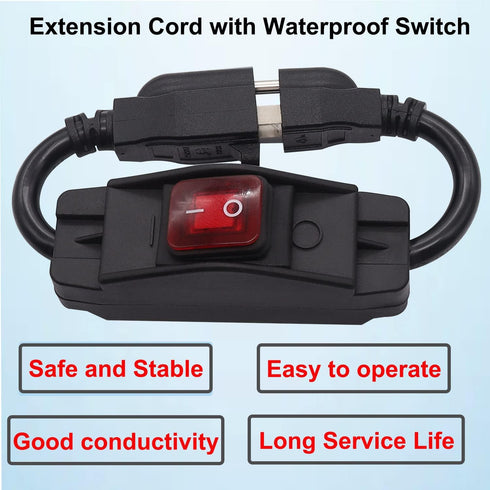 TWTADE 3 Prong Extension Cord with Waterproof Inline Switch On/Off 14AWG 1.5FT Outlets Power Cords Heavy Duty Extension Cord 30A 125V/15A 250V AC ...