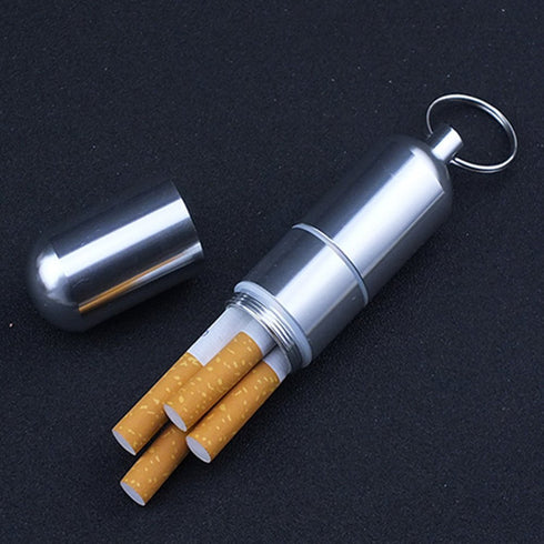 Joint case Mini Aluminum Cigarette Case Holder with Key Ring Metal Waterproof Round Cigarettes Pocket Box...