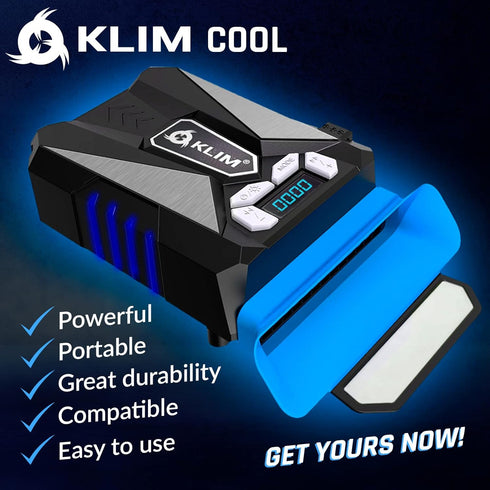 KLIM Cool Laptop Cooler with Vacuum Fan - New Version 2024 - Gaming Laptop Fan with Display - Temperature Detection + Automatic/Manual Mode - Port...