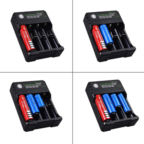 18650 Battery Charger 4 Bay Fast Charge, for 3.7V Li-ion TR IMR 10440 14500 16650 14650 18350 18500 16340(RCR123) Batteries, USB Intelligent Unive...