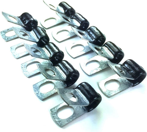The Stop Shop Brake Line Clip Set for 3/16" tube. Pack of 10. Steel with Rubber Insulation...