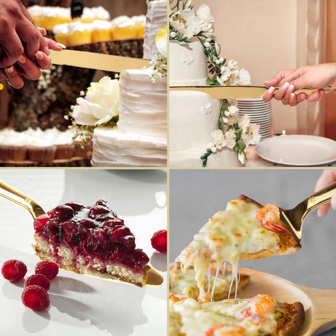 Cake Cutting Set for Wedding, Elegant Knife and Server with Thickened Stainless Steel Rounded Edges, Cutter Pie Spatula Birthday Anniversary Chris...