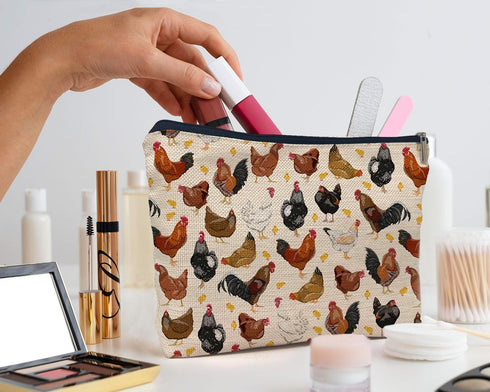 Chicken Bag,Chicken Gifts For Chicken Lovers,Chicken Makeup Make Up Bag Zipper Pouch Travel Toiletry Gifts For Women Chicken Lovers...