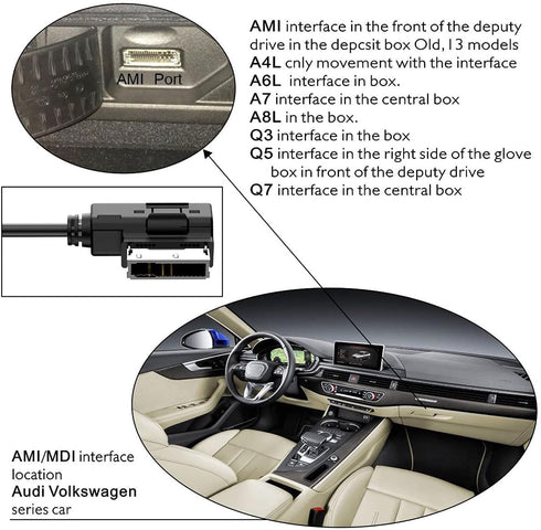 Bluetooth Receiver Car Kit Compatible with Audi A3 A4 A5 A6 A7 S3 S4 Q3 Q5 Q7,Wireless Music Interface AMI MMI Adapter,Premium CSR Chipset HiFi So...