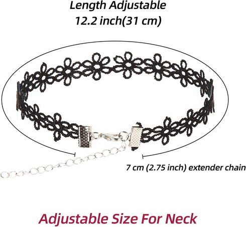 K&Q 40PCS Black Classic Gothic lace Velvet Pendant Necklace Chain Henna Chokers Necklaces Metal pendant necklace for Women...