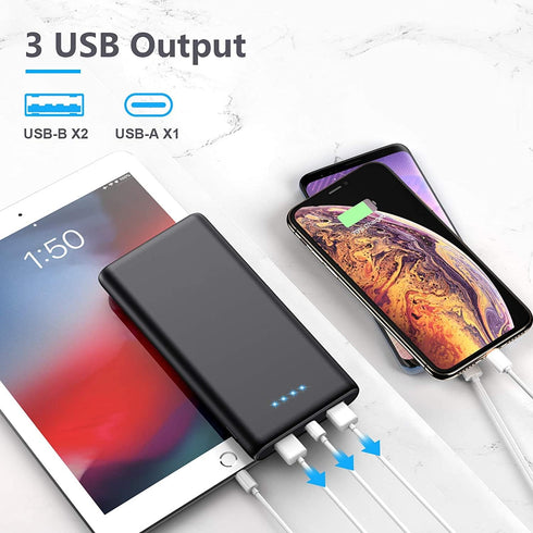 Portable Charger Power Bank 26800mAh, QC3.0 USB C PD Fast Phone Charging with Newest Intelligent Controlling IC, 3 Out & 2 Input External Cell Pho...