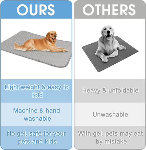 Summer Dog Cooling Mat Washable Ice Silk Self Cool Pad for Small Medium Large Dogs and Cats, Pet Sleeping Pad for Crate, Bed, Indoor & Outdoor Flo...