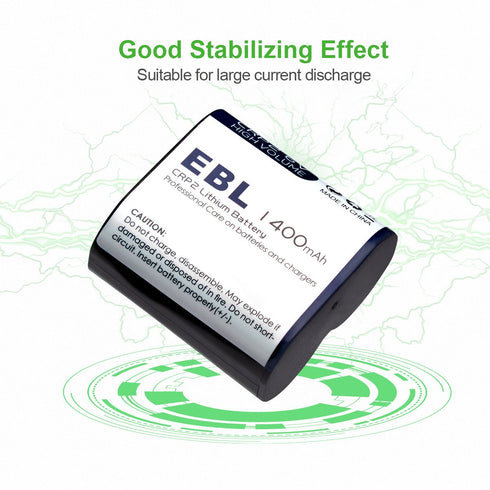 EBL CR-P2 Batteries, 6V 1400mAh Lithium Photo Battery Replaces 223A DL223A EL223AP...