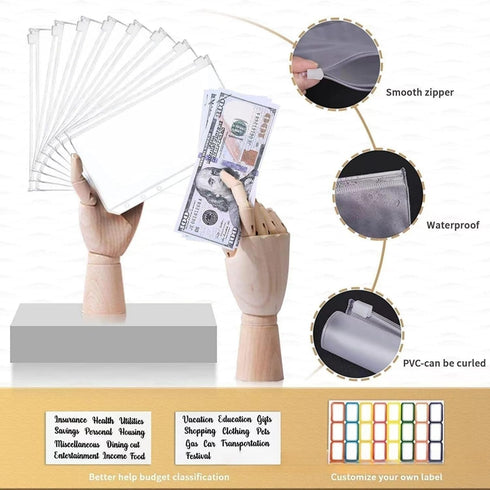Budget Book with Cash envelopes Budget Binder with Zipper Cash Envelopes & Expense Sheets for Budgeting and Saving Money, Money Organizer for Cash...
