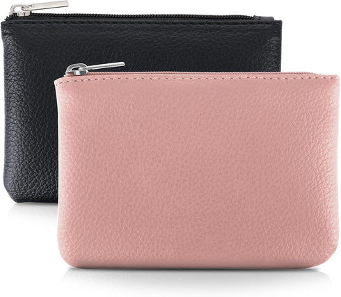 2Pcs Coin Purse, PU Lychee Pattern Zipper Coin Purse Portable Coin Purse Mini Change Wallet for Women Coin Pocket Mini Money for Women Credit Card...