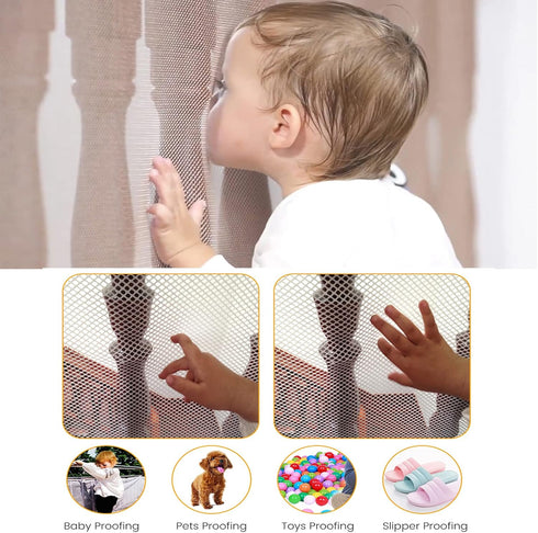 Baby Balcony Safety Mesh Net,Banister Stairs Guard Protective Net for Kids Toys Pets,Stairway Rail Net 10ft x 2.5ft (1 pack, White)...