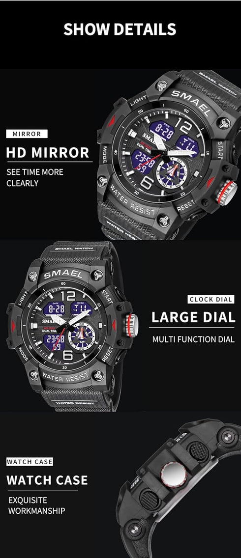 KXAITO Men's Analog Sports Watch Military Watch Outdoor LED Stopwatch Digital Electronic Large Dual Display Waterproof Tactical Army Wrist Watches...