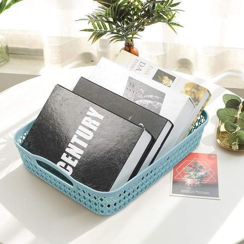 Weaving Plastic Baskets, Set of 6 A4 Paper Storage Tray...