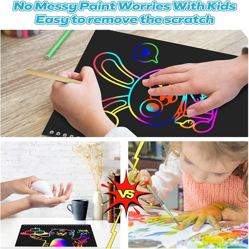 Smasiagon Scratch Paper Art Set for Kids, 2 Pack Scratch Off Art Notebook Crafts Halloween Gifts for Kids Ages 3-12 Girls Boys Birthday Christmas ...