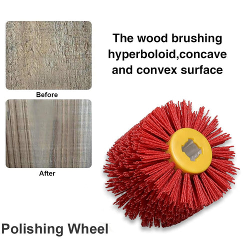 Abrasive Nylon Wire Drawing Wheel Drum Brushes, 80 Grit 120x100mm Wheel Drum Burnishing Tool Polishing Brush Wooden Wheels for Wood Furniture Work...