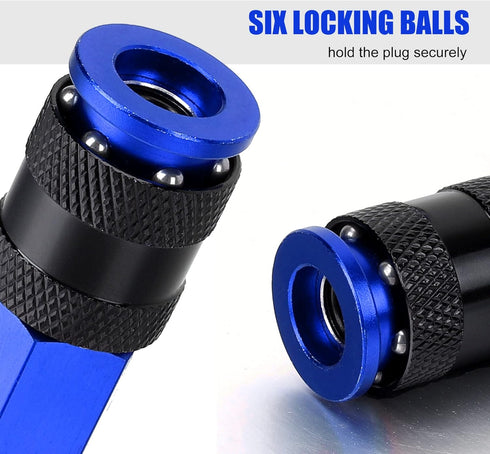 15 Pieces 1/4" NPT Aluminum Air Coupler and Plug Kit, Quick Connect Air Fittings, Industrial Quick Connector Set (Blue)...