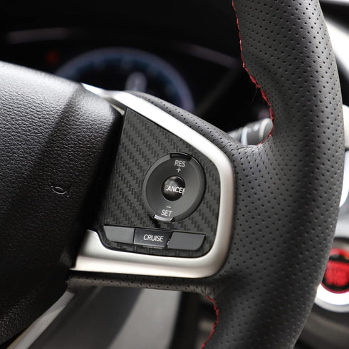Carbon Fiber Steering Wheel Sticker Trim Compatible with Honda Civic 2016-2022 11th 10th Gen Sedan Hatchback Interior Car Steering Carbon Fiber St...