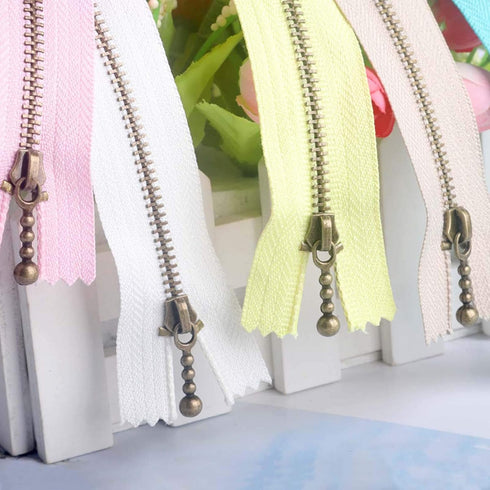Beaulegan Metal Zippers 10 Pcs - #3 Antique Brass Close-end 7.9 Inch (20 cm), Assorted Color...