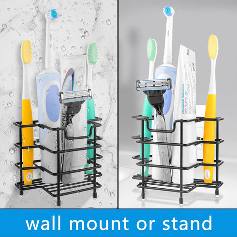 Linkidea Wall Mount Toothbrush Holder for Shower, Stainless Steel Tooth Brush Stand, Countertop 3 Slots Organizer Compatible with Colgate Extra Cl...