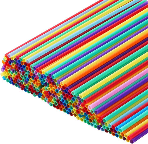 300 Pcs Colorful Plastic Long Disposable Drinking Straws. (0.23''diameter and 10.2"long)...