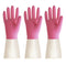 BOOMJOY Latex Cleaning Gloves, Heavy Duty Dishwashing Gloves, Reusable Medium Gloves for Kitchen, Bathroom, Gardening, Working, Pet Care - Pink-Be...