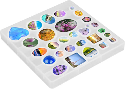 HOMEIDOL Resin Jewelry Molds Pendant Trays Making Kit with 30pcs 5 Styles Metal Pendants and 1pc Silicone Epoxy Casting Mold for Pendant Crafting ...