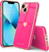 Teageo Compatible with iPhone 13 Case for Women Girl Cute Love-Heart Luxury Bling Plating Soft Back Cover Raised Full Camera Protection Bumper Sil...