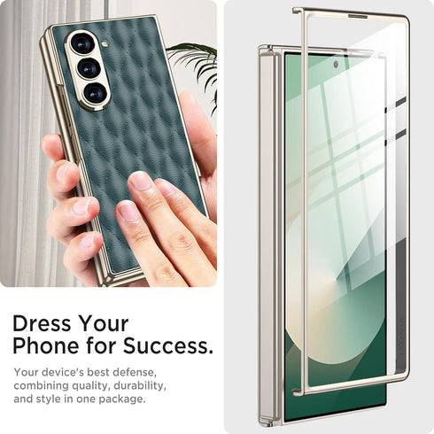 Miimall Slim Fit for Samsung Galaxy Z Fold 6 Case with Camera Protection for Women Girls, Screen Protector Ultra Thin and Slim PU Leather Luxury C...