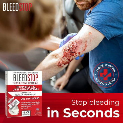 BleedStop™ First Aid Powder for Blood Clotting, Trauma Kit, Blood Thinner Patients, Camping Safety, and Survival Equipment for Moderate to Severe ...