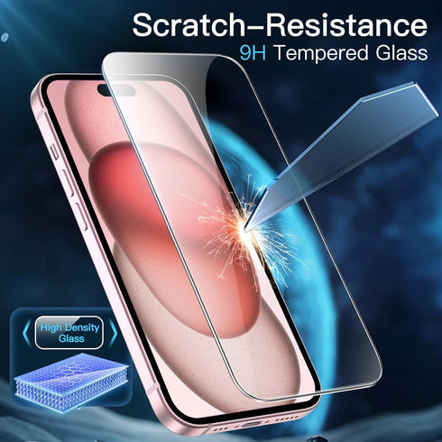 JETech Screen Protector for iPhone 15 6.1-Inch, Tempered Glass Film with Easy Installation Tool, Case-Friendly, HD Clear, 3-Pack......