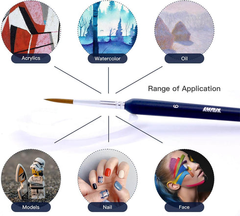 11Pcs Fine Detail Paint Brushes Set Fine Tip Paint Brush Miniature Mini Paints Brush for Watercolor, Oil, Acrylic, Face, Nail, Scale Model Paintin...
