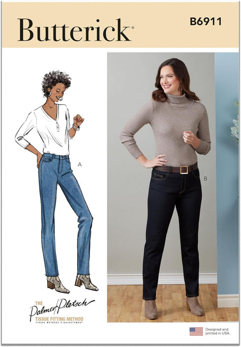 Butterick Misses' Jeans Sewing Pattern Kit by Palmer/Pletsch, Design Code B6911, Sizes 4-6-8-10-12...