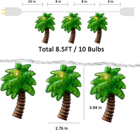 8.5Ft Palm Tree String Lights with 10 Palm Tree Light, Summer Beach Themed Decoration Light for Camp Tent Wedding Holiday Party Garden Bedroom(Whi...