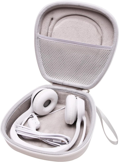LTGEM Hard Headphone Case for Logitech H390, JLab Go Work, JIAMQISHI, EAGLEND, FEABASK Headset (Inside:6.8"x7"x2.9") - White+Grey......