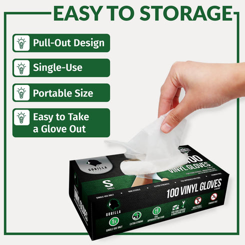 GORILLA SUPPLY Disposable Heavy Duty Vinyl Gloves Latex Free Powder Free, BPA Free Food Safe Grade Disposable Glove, Large L, 100 Count...