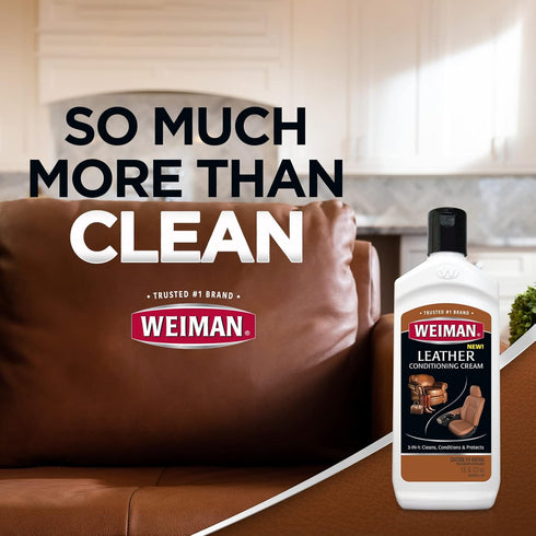 Weiman 3 in 1 Deep Leather Cleaner & Conditioner Cream - Restores Leather Surfaces - Use on Leather Furniture, Car Seats, Shoes, Bags, Jackets, Sa...