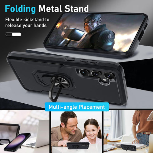Janmitta for Samsung Galaxy S23 FE Case with 2 Pcs Screen Protector,Heavy Duty Shockproof Full Body Phone Cover Built in Rotatable Metal Ring Hold...