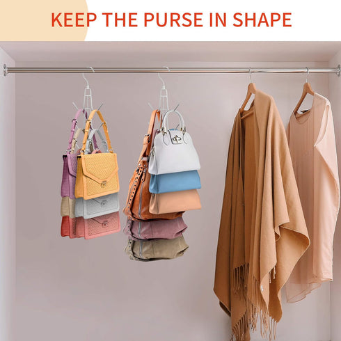 Purse Hanger for Closet, Rotatable Bag Organizer, 6 Storage Capacity Space Saving Handbag Holder, Closet Organizers and Storage Backpack Rack, Sil...