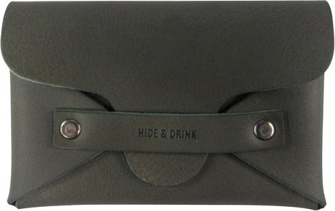 Hide & Drink, Snapless Business Card Holder for Men and Women, Vintage Wallet, Sturdy Pouch, Money Organizer, Full Grain Leather, Handmade, Dark J...