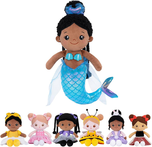 OUOZZZ 15" Soft Black Mermaid Doll for Girls - First Plush Baby Doll Sleeping Cuddle Buddy Toy Stuffed Animals Doll for 3 year old Kids...