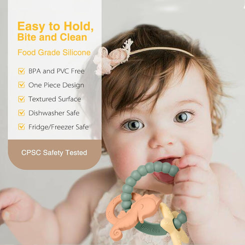 Silicone Teethers for Babies 0-6 6-12 Months Baby Teething Toys Teething Ring for Infant Boys Girls...