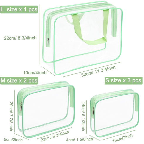 APREUTY Clear Makeup Bags, TSA Approved 6 Pcs Cosmetic Makeup Bags Set Clear PVC with Zipper Handle Portable Travel Luggage Pouch Airport Airline ...