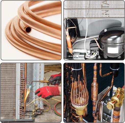 uxcell Refrigeration Tubing, 13/64" OD x 5/32" ID x 9.8 Ft Soft Coil Copper Tubing