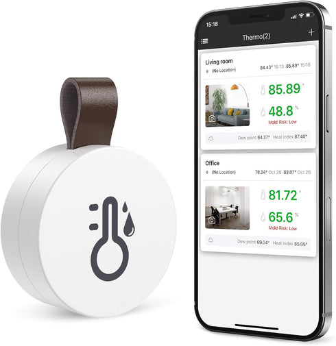 ORIA Mini Wireless Humidity Temperature Sensor with Temp Humidity Monitor, Data Export and Alert for House