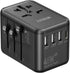 XAOSUN Universal Travel Adapter, 45W GaN travel plug adapter, International Charger AC Plug Adapter 3 USB-A & 2 Type-C, Worldwide Travel for Most ...