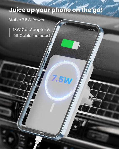 JoyGeek Magnetic Wireless Car Charger, Compatible with Mag-Safe Car Mount Charger for iPhone 14/13/12 Series, Car Air Vent Phone Holder Mount with...