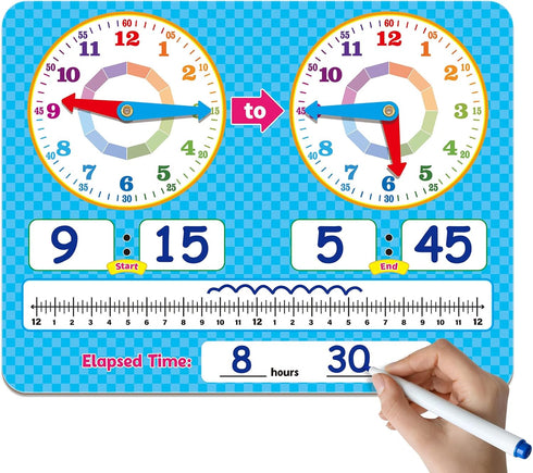 Learning Clock for Kids Toddler Teaching Clock Telling Time Dry Erase Board Preschool Kindergarten 1st 2nd Grade School Homeschool Supplies Educat...