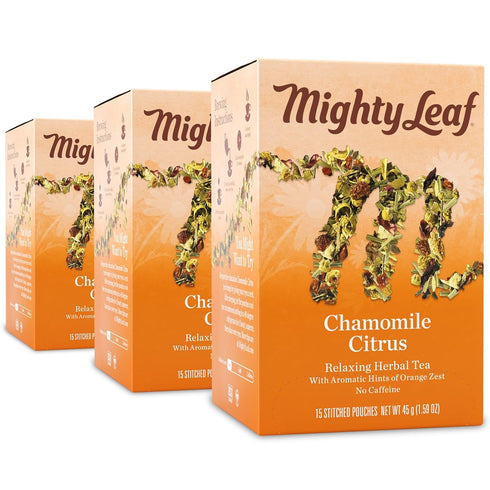 Mighty Leaf Chamomile Citrus Herbal Tea – 45 Count (3 Packs of 15) Whole Leaf Pyramid Tea Bags – Caffeine-Free Soothing Blend with Citrus & Floral...
